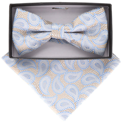 Vittorio Farina Men's Paisley Design Satin Bow Tie & Pocket Square in Gift Box - Suits You Sir - BH - 21113 - 
