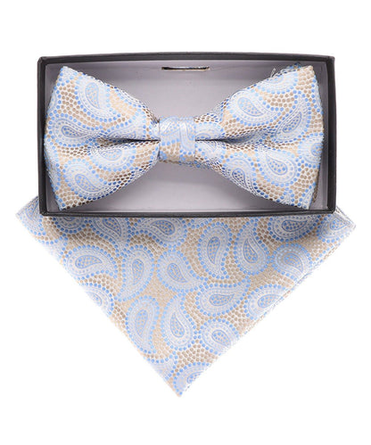 Vittorio Farina Men's Paisley Design Satin Bow Tie & Pocket Square in Gift Box - Suits You Sir - BH - 21113 - 