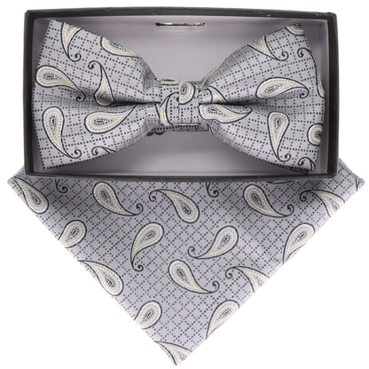 Vittorio Farina Men's Paisley Design Satin Bow Tie & Pocket Square in Gift Box - Suits You Sir - BH - 21117 - 