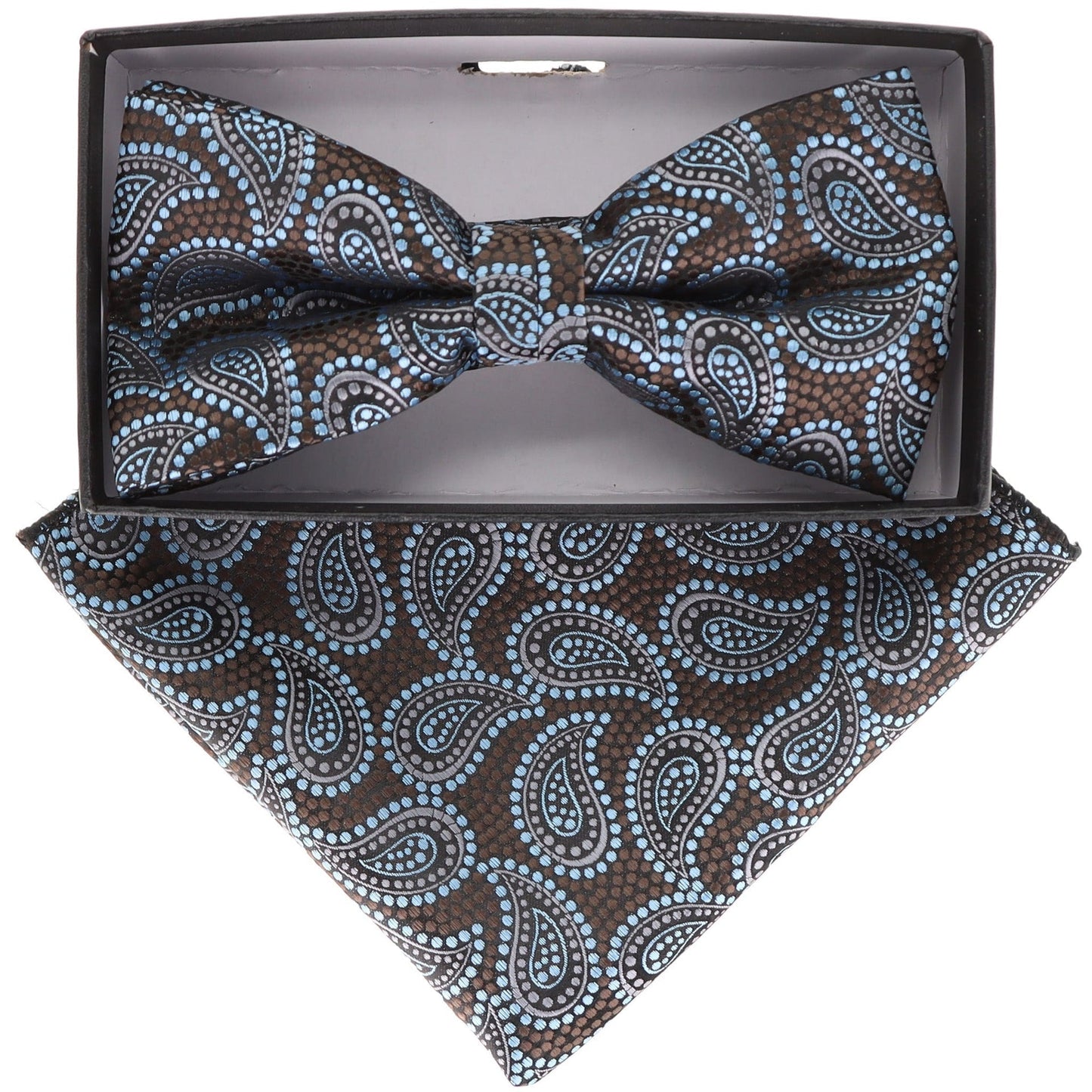 Vittorio Farina Men's Paisley Design Satin Bow Tie & Pocket Square in Gift Box - Suits You Sir - BH - 21117 - 