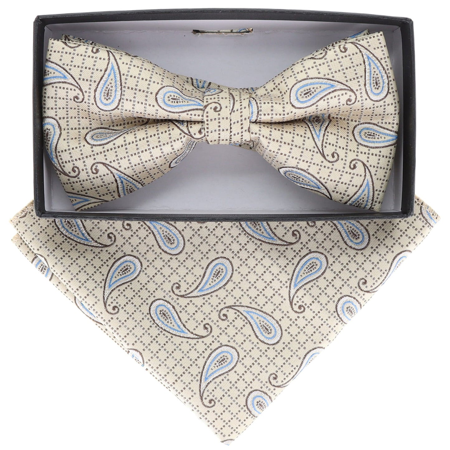Vittorio Farina Men's Paisley Design Satin Bow Tie & Pocket Square in Gift Box - Suits You Sir - BH - 21117 - 