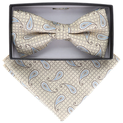 Vittorio Farina Men's Paisley Design Satin Bow Tie & Pocket Square in Gift Box - Suits You Sir - BH - 21117 - 