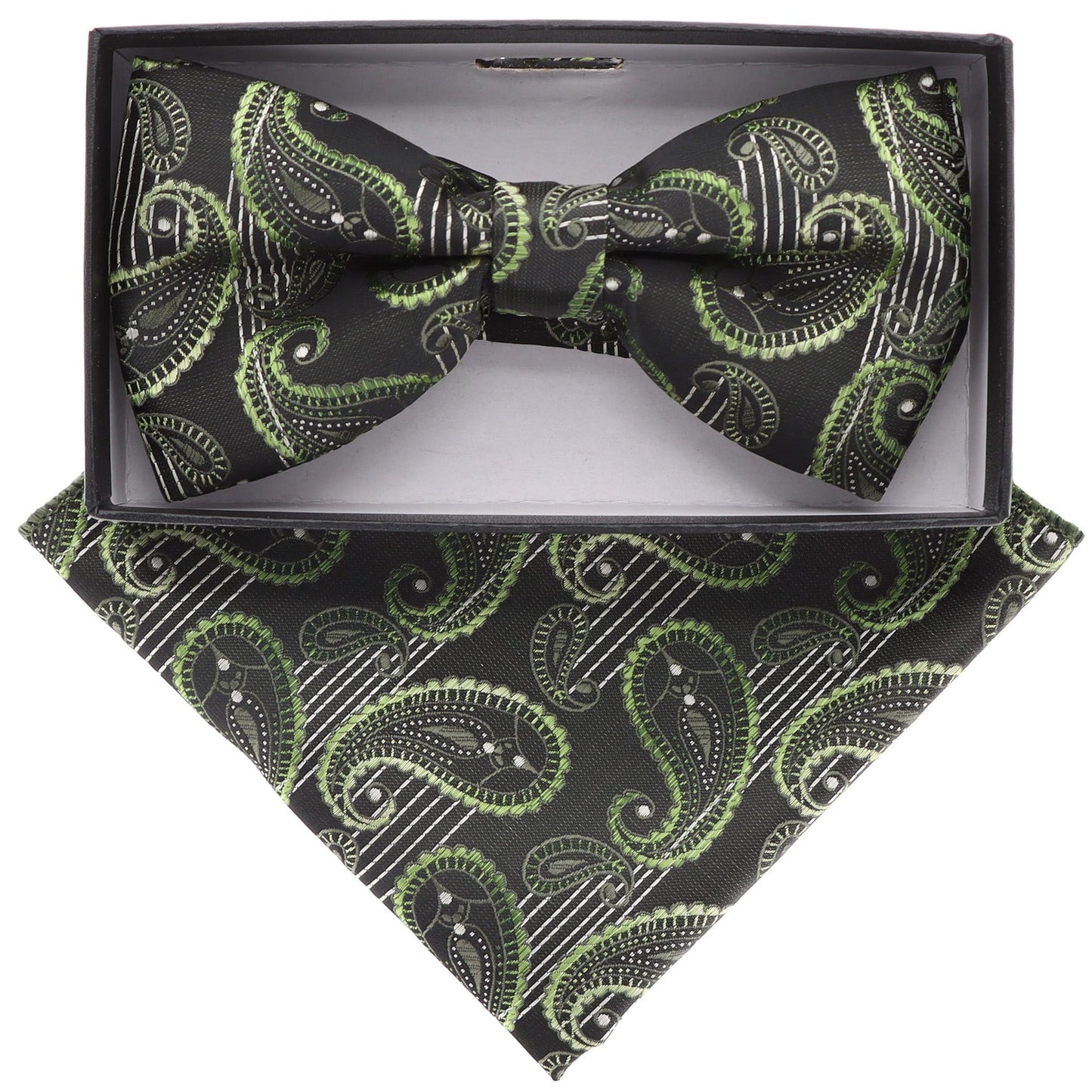 Vittorio Farina Men's Paisley Design Satin Bow Tie & Pocket Square in Gift Box - Suits You Sir - BH - 21122 - 
