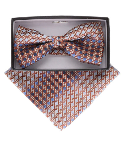 Vittorio Farina Men's Paisley Design Satin Bow Tie & Pocket Square in Gift Box - Suits You Sir - BH - 23002 - 