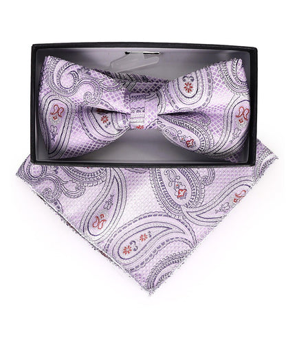 Vittorio Farina Men's Paisley Design Satin Bow Tie & Pocket Square in Gift Box - Suits You Sir - BH - 23009 - 