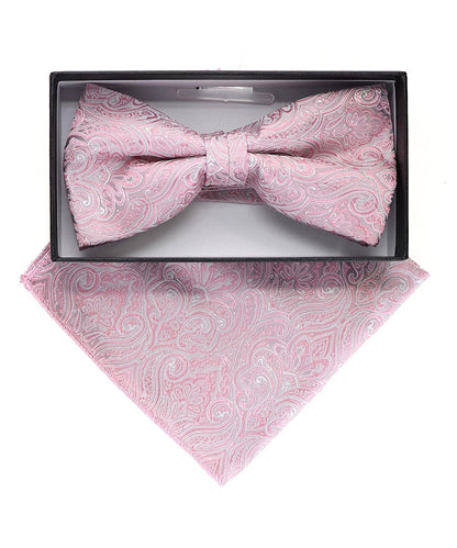 Vittorio Farina Men's Paisley Design Satin Bow Tie & Pocket Square in Gift Box - Suits You Sir - BH - 23065 - 