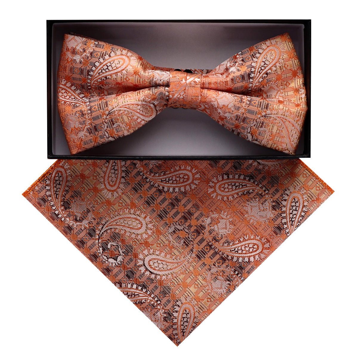Vittorio Farina Men's Paisley Design Satin Bow Tie & Pocket Square in Gift Box - Suits You Sir - BH - D_23079 - 