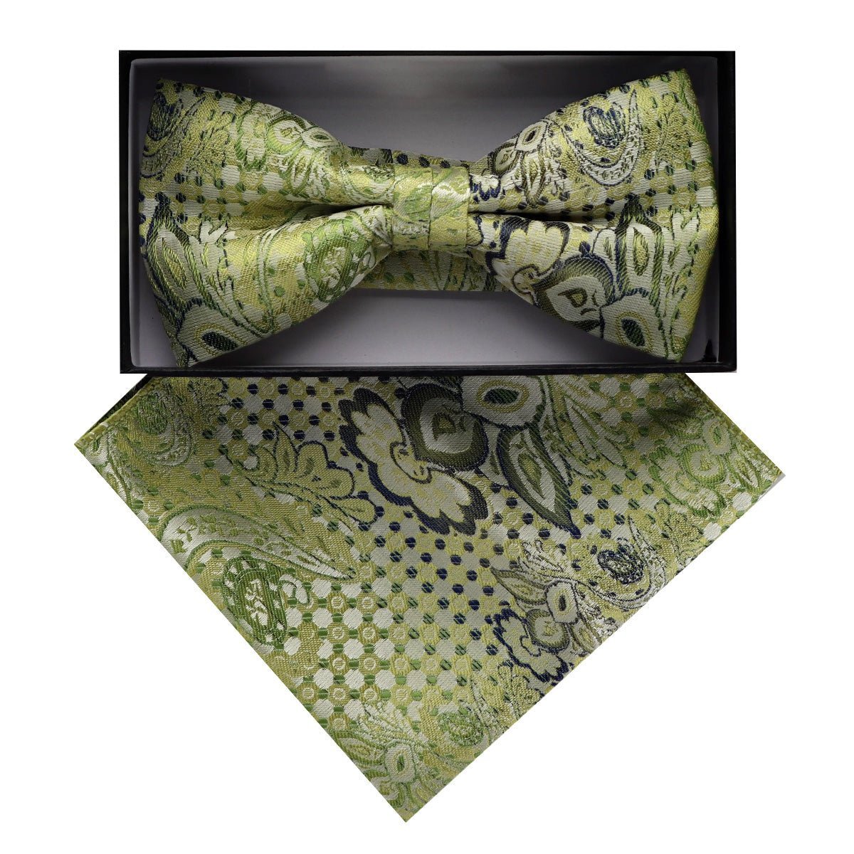Vittorio Farina Men's Paisley Design Satin Bow Tie & Pocket Square in Gift Box - Suits You Sir - BH - D_23081 - 