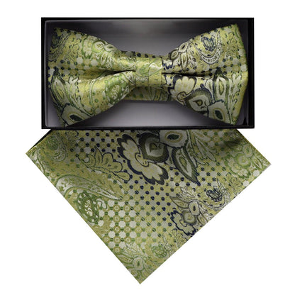 Vittorio Farina Men's Paisley Design Satin Bow Tie & Pocket Square in Gift Box - Suits You Sir - BH - D_23081 - 