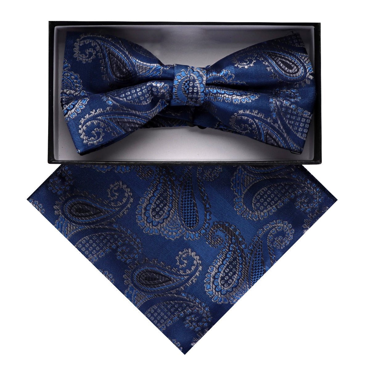 Vittorio Farina Men's Paisley Design Satin Bow Tie & Pocket Square in Gift Box - Suits You Sir - BH - D_23089 - 
