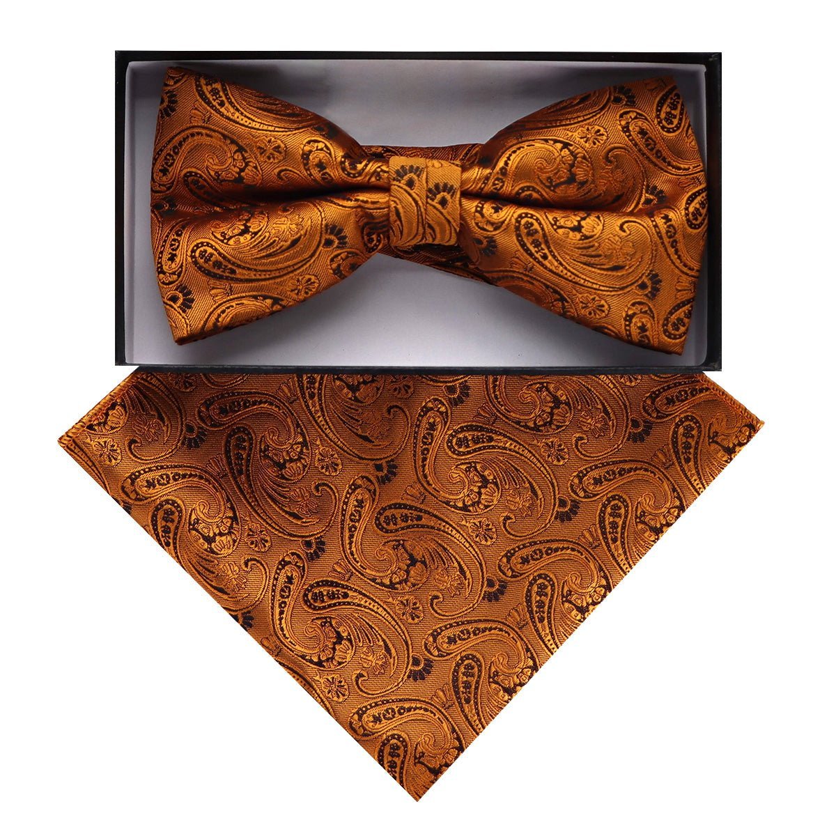 Vittorio Farina Men's Paisley Design Satin Bow Tie & Pocket Square in Gift Box - Suits You Sir - BH - D_23090 - 