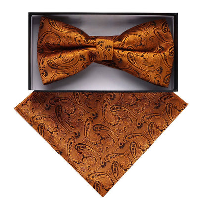 Vittorio Farina Men's Paisley Design Satin Bow Tie & Pocket Square in Gift Box - Suits You Sir - BH - D_23090 - 