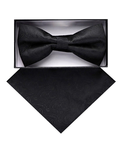 Vittorio Farina Men's Paisley Design Satin Bow Tie & Pocket Square in Gift Box - Suits You Sir - BH - D_23091 - 