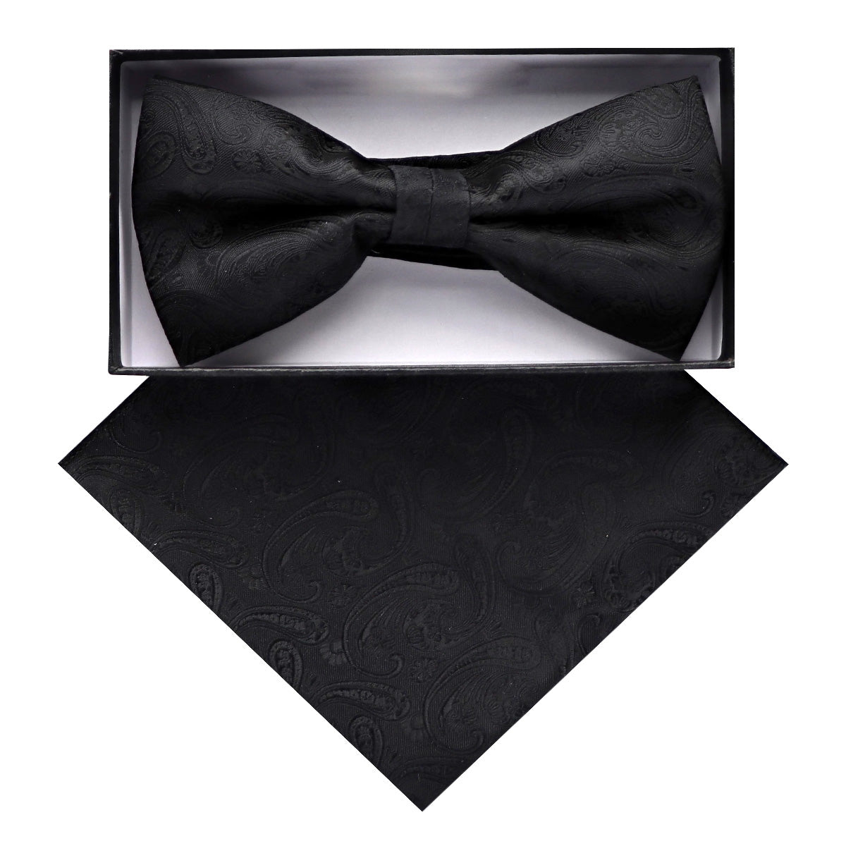 Vittorio Farina Men's Paisley Design Satin Bow Tie & Pocket Square in Gift Box - Suits You Sir - BH - D_23091 - 