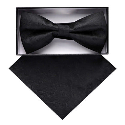 Vittorio Farina Men's Paisley Design Satin Bow Tie & Pocket Square in Gift Box - Suits You Sir - BH - D_23091 - 
