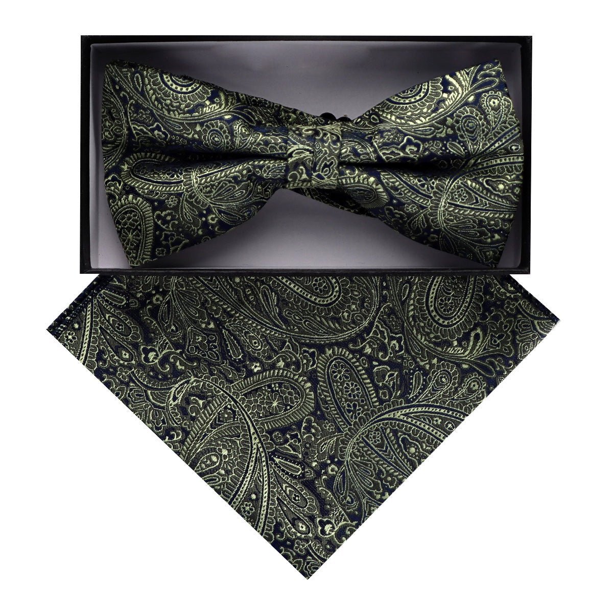 Vittorio Farina Men's Paisley Design Satin Bow Tie & Pocket Square in Gift Box - Suits You Sir - BH - D_23094 - 