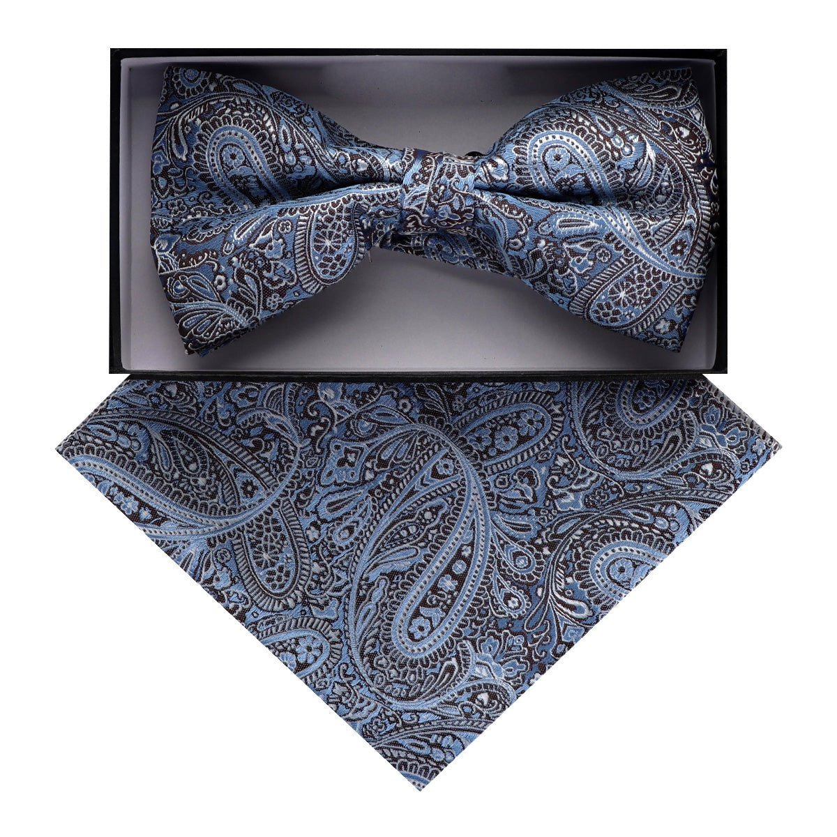 Vittorio Farina Men's Paisley Design Satin Bow Tie & Pocket Square in Gift Box - Suits You Sir - BH - D_23095 - 