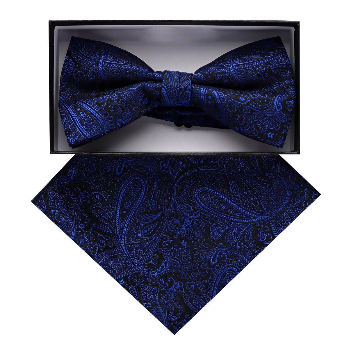 Vittorio Farina Men's Paisley Design Satin Bow Tie & Pocket Square in Gift Box - Suits You Sir - BH - D_23096 - 