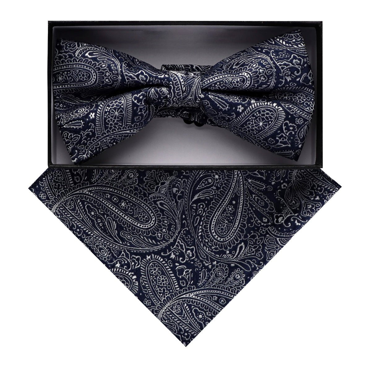Vittorio Farina Men's Paisley Design Satin Bow Tie & Pocket Square in Gift Box - Suits You Sir - BH - D_23097 - 