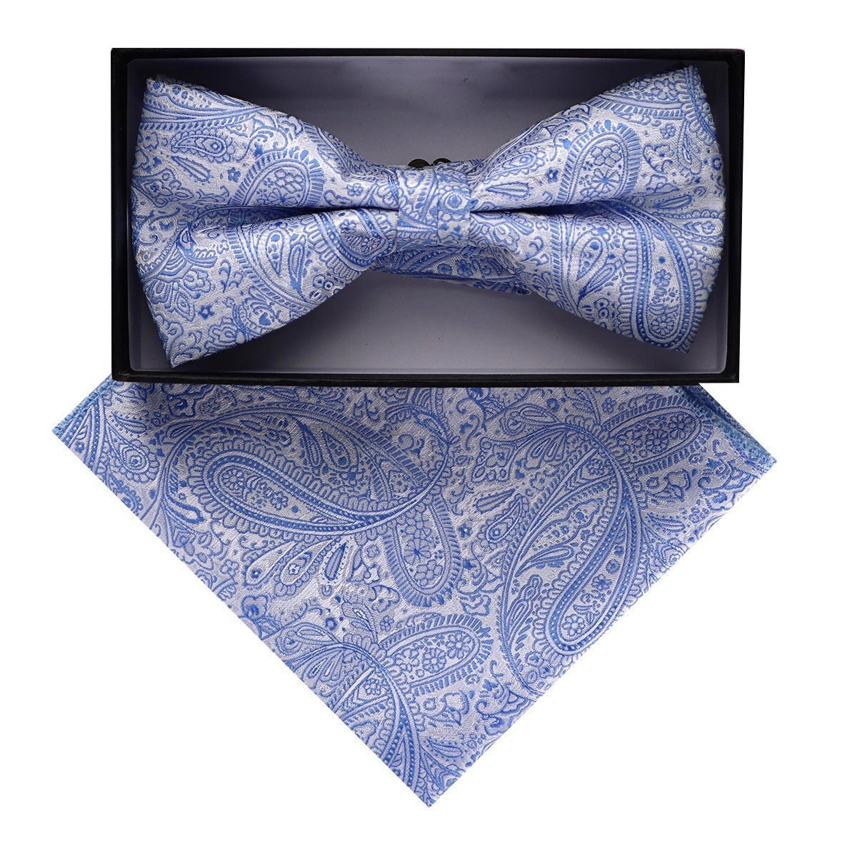 Vittorio Farina Men's Paisley Design Satin Bow Tie & Pocket Square in Gift Box - Suits You Sir - BH - D_23098 - 