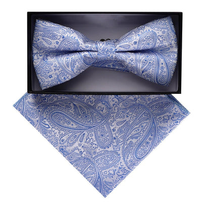 Vittorio Farina Men's Paisley Design Satin Bow Tie & Pocket Square in Gift Box - Suits You Sir - BH - D_23098 - 