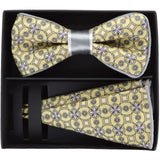 Vittorio Farina Men's Piping Design Bow Tie & Round Pocket Square in Gift Box - Suits You Sir - pbh - 21001 - 