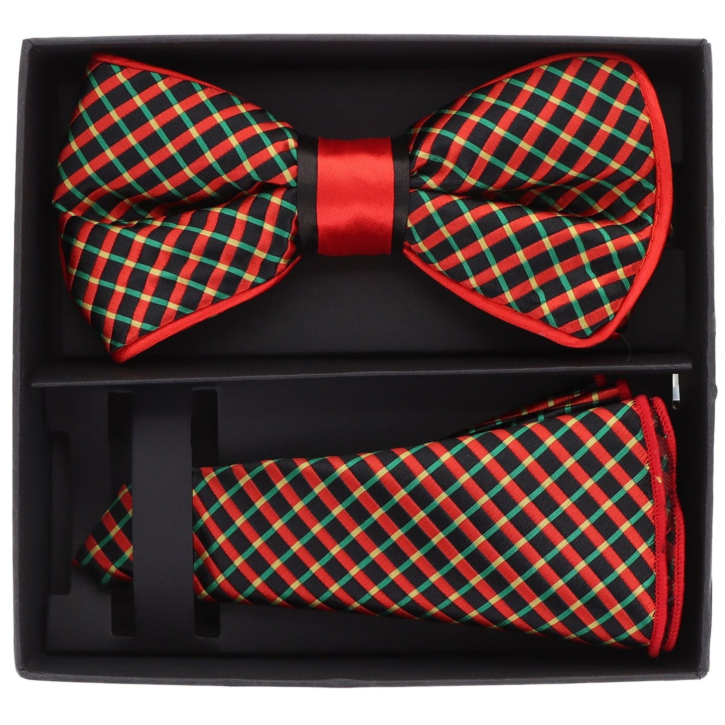 Vittorio Farina Men's Piping Design Bow Tie & Round Pocket Square in Gift Box - Suits You Sir - pbh - 21012 - 