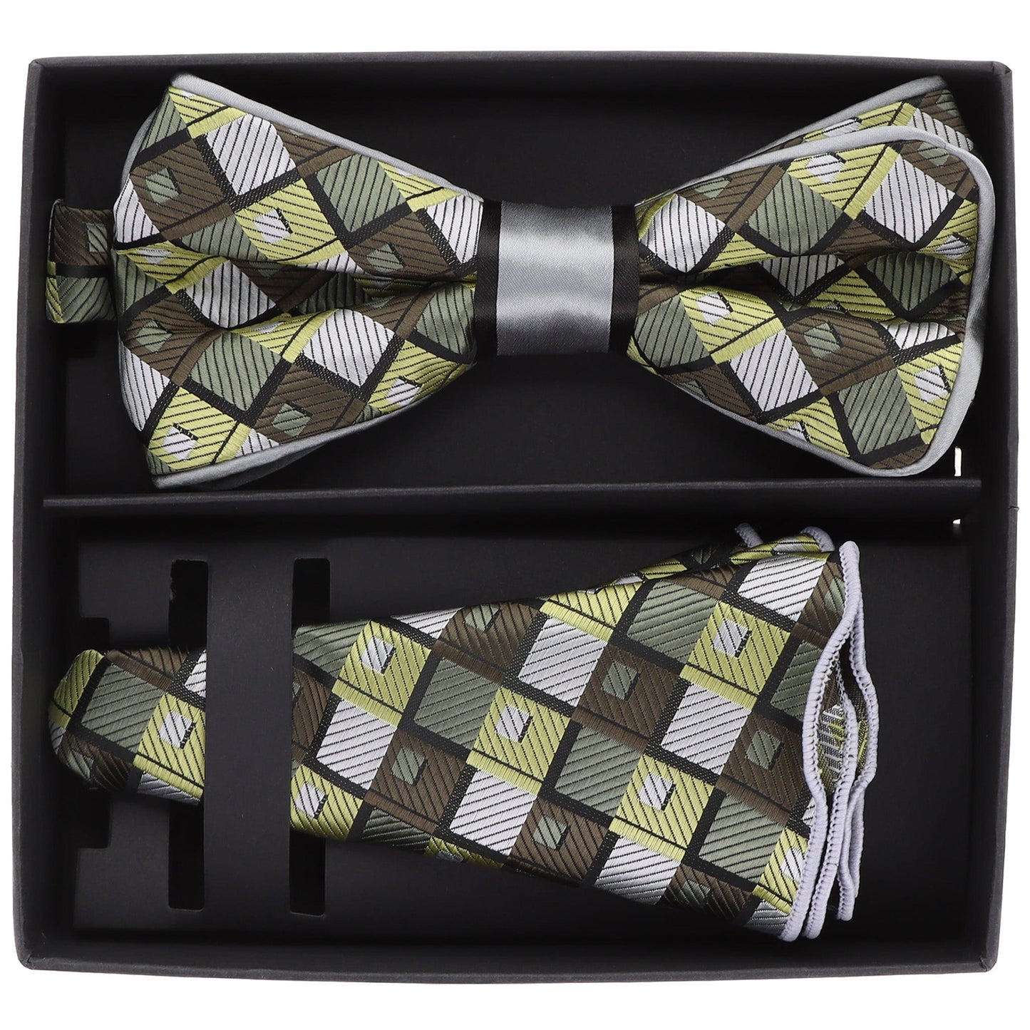 Vittorio Farina Men's Piping Design Bow Tie & Round Pocket Square in Gift Box - Suits You Sir - pbh - 21016 - 