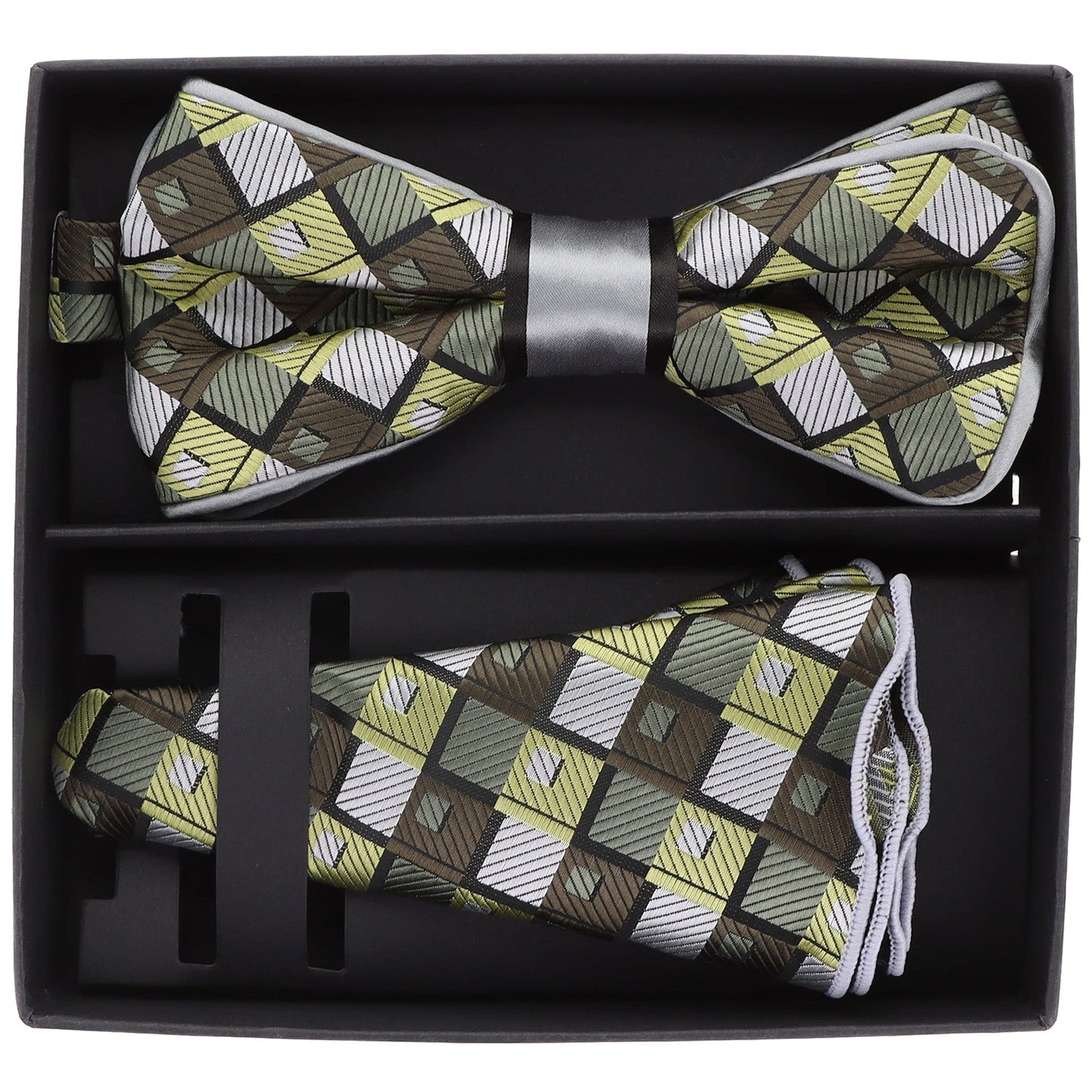Vittorio Farina Men's Piping Design Bow Tie & Round Pocket Square in Gift Box - Suits You Sir - pbh - 21016 - 
