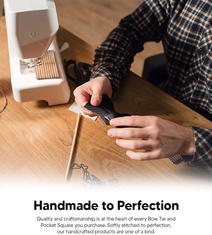 Vittorio Farina Men's Pleated Satin Bow Tie & Pocket Square in Gift Box - Suits You Sir - Black - 