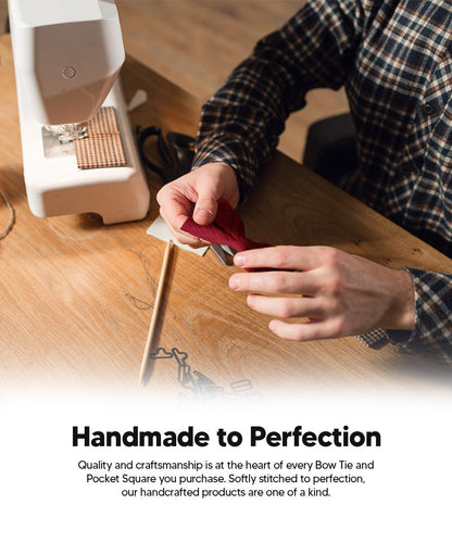 Vittorio Farina Men's Pleated Satin Bow Tie & Pocket Square in Gift Box - Suits You Sir - Burgundy - 