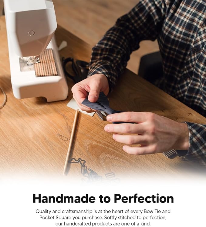 Vittorio Farina Men's Pleated Satin Bow Tie & Pocket Square in Gift Box - Suits You Sir - Navy Blue - 