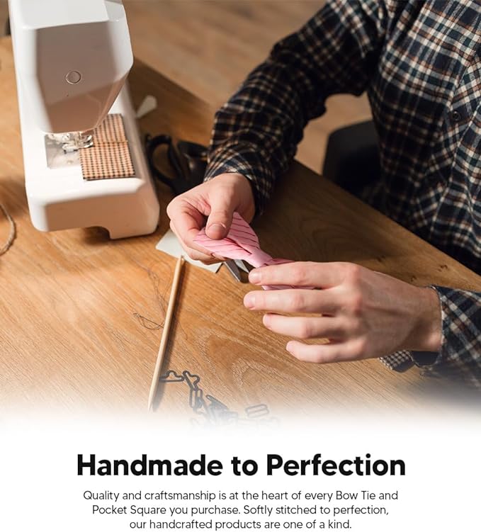 Vittorio Farina Men's Pleated Satin Bow Tie & Pocket Square in Gift Box - Suits You Sir - Pink - 