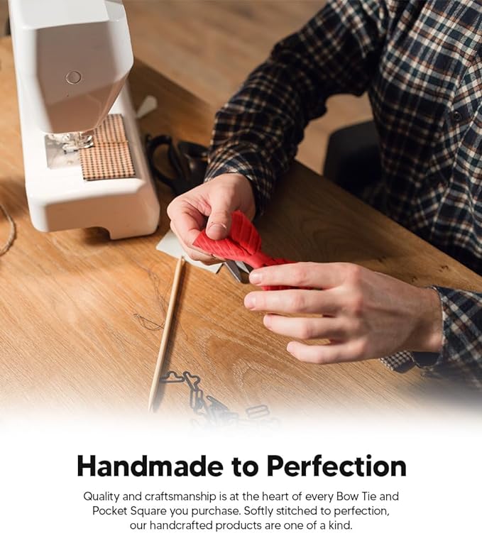 Vittorio Farina Men's Pleated Satin Bow Tie & Pocket Square in Gift Box - Suits You Sir - Red - 