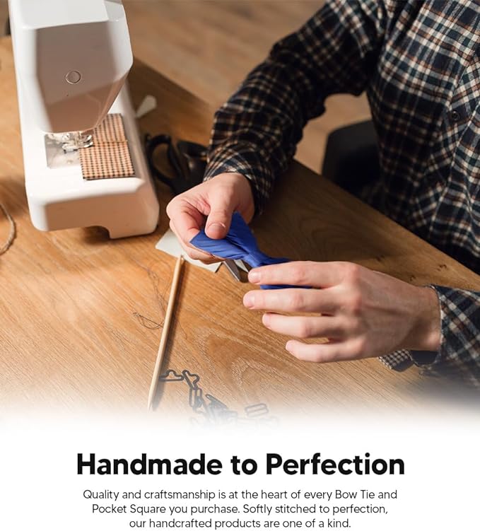 Vittorio Farina Men's Pleated Satin Bow Tie & Pocket Square in Gift Box - Suits You Sir - Royal Blue - 