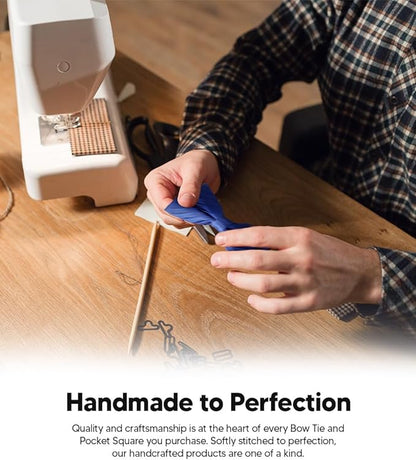 Vittorio Farina Men's Pleated Satin Bow Tie & Pocket Square in Gift Box - Suits You Sir - Royal Blue - 