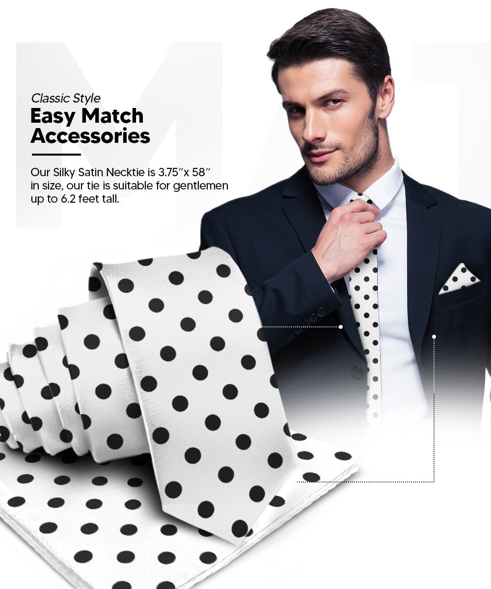Vittorio Farina Men's Polka Dot Necktie & Pocket Square - Suits You Sir - White and Black/White and Red/White and Hot Pink - 