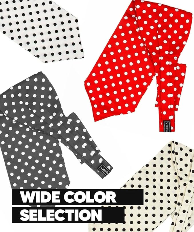 Vittorio Farina Men's Polka Dot Satin Ascot & Pocket Square - Suits You Sir - Black and White - 