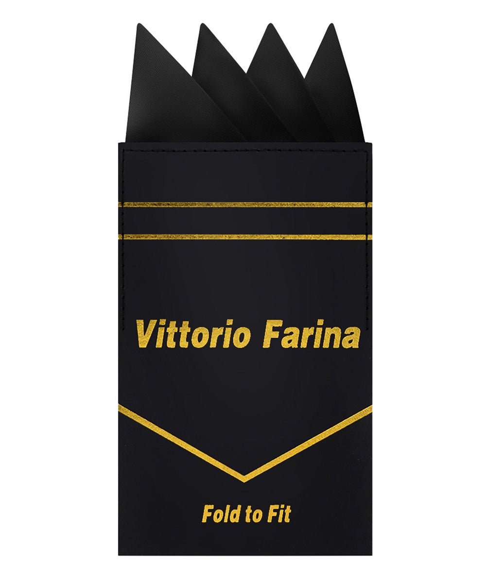 Vittorio Farina Men's Pre - Folded Pocket Square: Four - Point - Suits You Sir - Black - 
