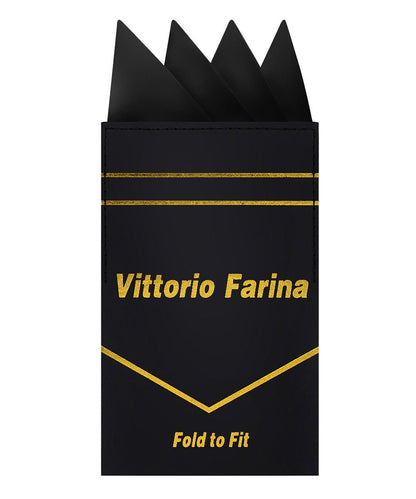 Vittorio Farina Men's Pre - Folded Pocket Square: Four - Point - Suits You Sir - Black - 