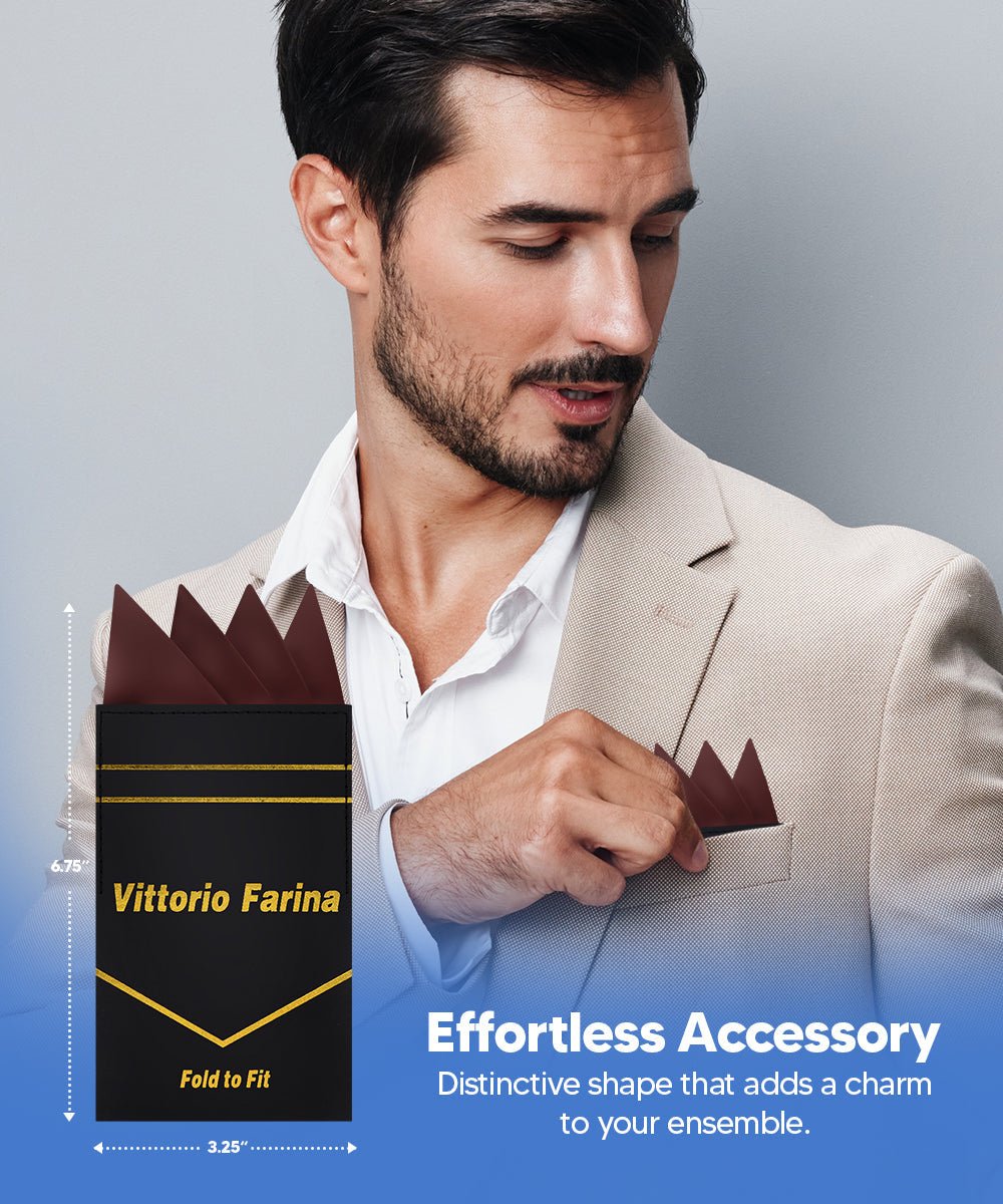 Vittorio Farina Men's Pre - Folded Pocket Square: Four - Point - Suits You Sir - Brown - 