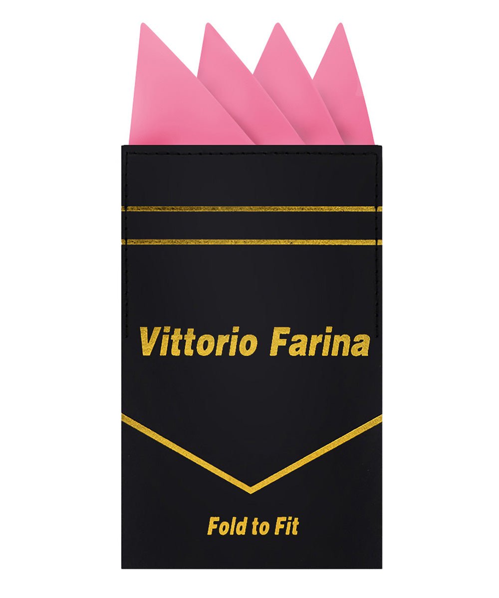 Vittorio Farina Men's Pre - Folded Pocket Square: Four - Point - Suits You Sir - Bubble Gum Pink - 
