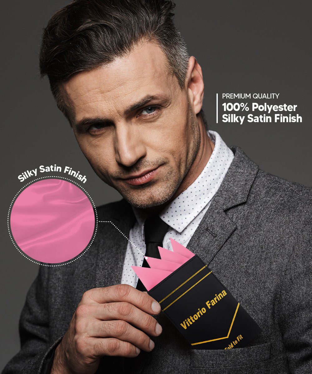 Vittorio Farina Men's Pre - Folded Pocket Square: Four - Point - Suits You Sir - Bubble Gum Pink - 