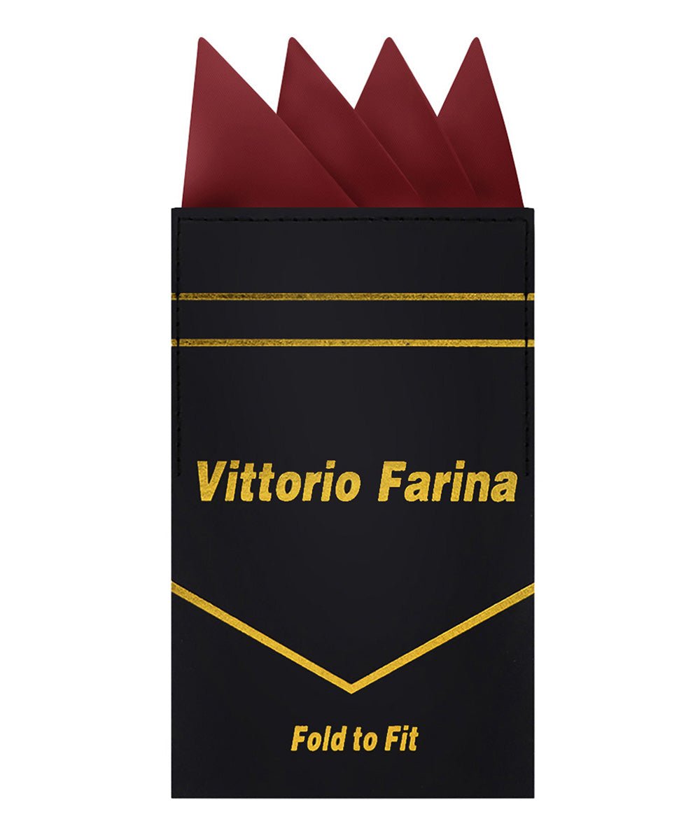 Vittorio Farina Men's Pre - Folded Pocket Square: Four - Point - Suits You Sir - Burgundy - 