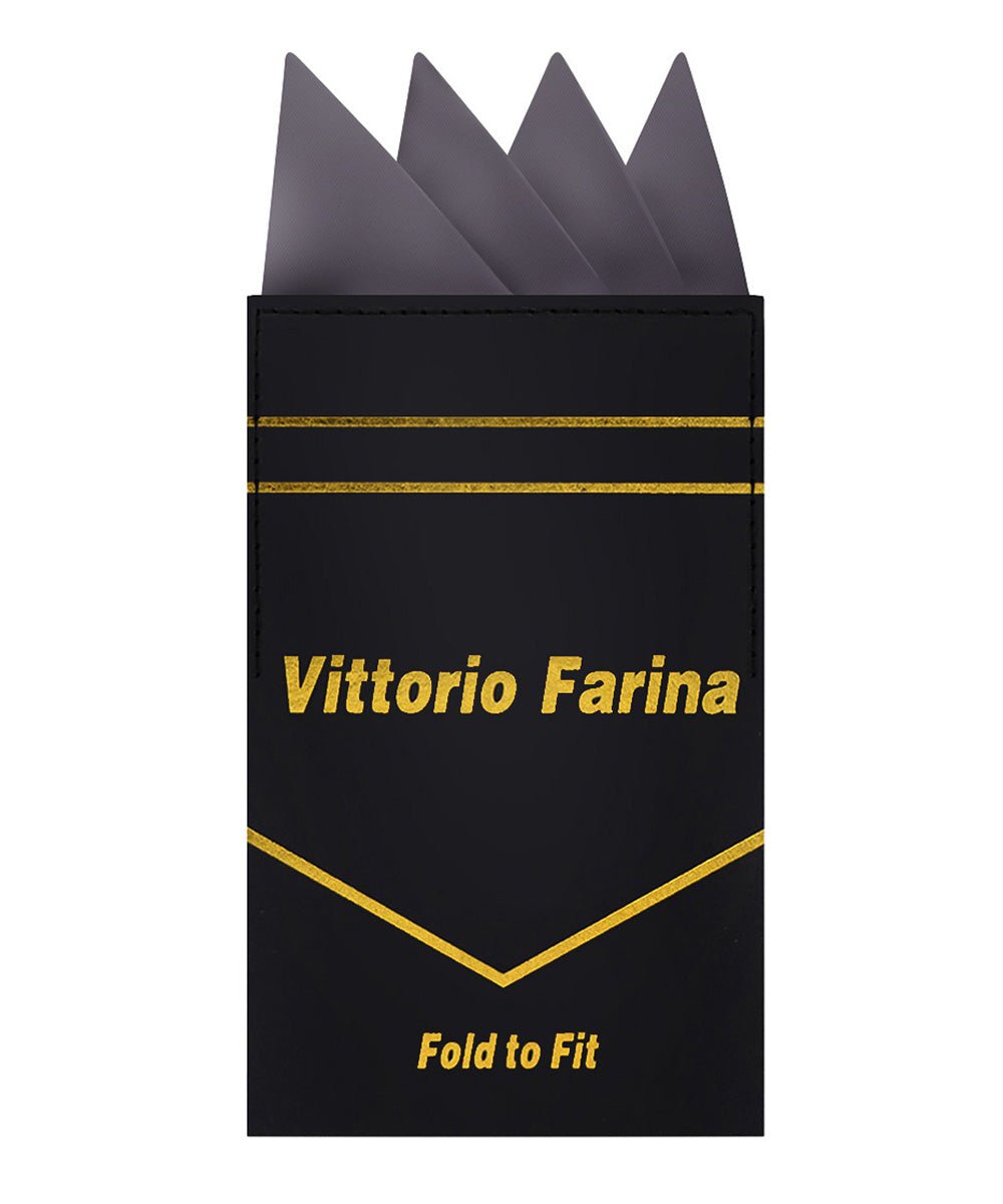 Vittorio Farina Men's Pre - Folded Pocket Square: Four - Point - Suits You Sir - Charcoal - 