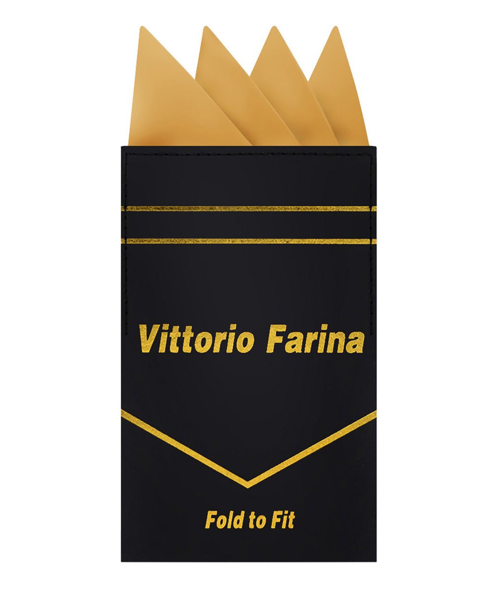 Vittorio Farina Men's Pre - Folded Pocket Square: Four - Point - Suits You Sir - Gold - 