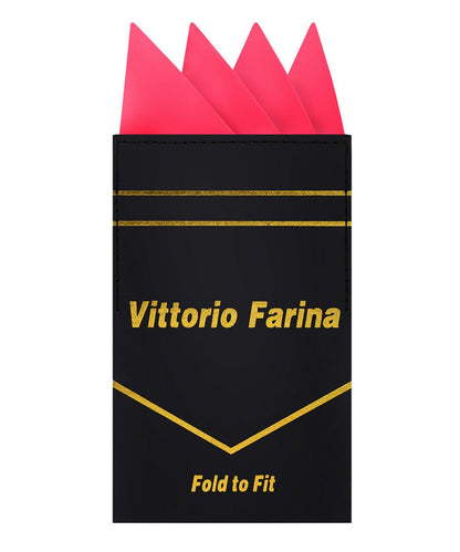 Vittorio Farina Men's Pre - Folded Pocket Square: Four - Point - Suits You Sir - Hot Pink - 