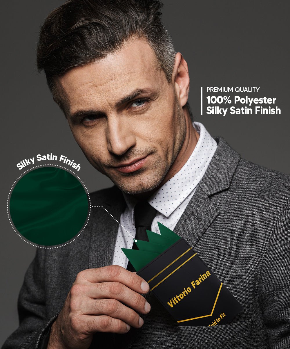 Vittorio Farina Men's Pre - Folded Pocket Square: Four - Point - Suits You Sir - Hunter Green - 