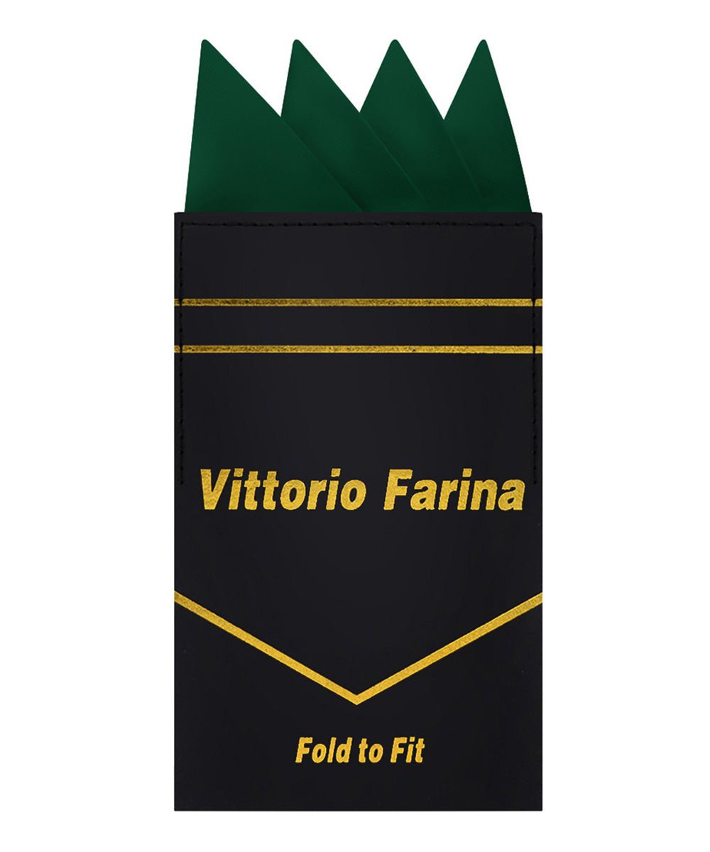 Vittorio Farina Men's Pre - Folded Pocket Square: Four - Point - Suits You Sir - Hunter Green - 