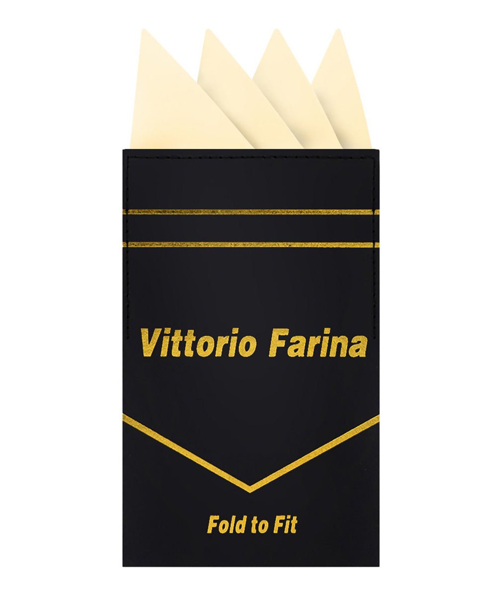 Vittorio Farina Men's Pre - Folded Pocket Square: Four - Point - Suits You Sir - Ivory - 